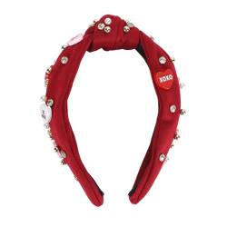 Strass-Stirnband für Frauen, Elegantes, Juwelenbesetztes Haarband mit Knoten Zum Valentinstag mit Herzverzierung (Dunkelrot) von HURRISE