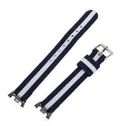 Verstellbares Sportarmband für Smart Band 8 mit Hautfreundlichem Nylon, Einfache Installation und Streifenmuster, Kompatibel (Blaue und weiße Streifen) von HURRISE