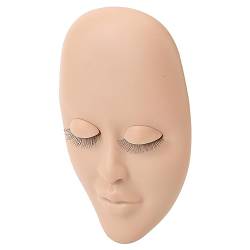 Wimpern-Mannequin-Kopf, Wimpern-Übungs-Trainingskopf mit 3 Paar Abnehmbaren Augenlidern, Doppelschichtigen Wimpern (Hellbraun) von HURRISE
