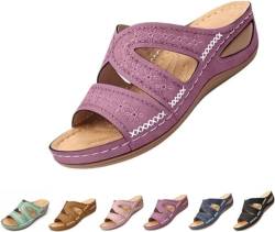 HURUMA Arch Support Wide Toe Box Open Toe Sandals,Non-Slip Wedge Platform Breathable Walking Sandal for Women von HURUMA