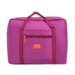 Reisetasche, Faltbare Reisetasche, Handgepäcktasche mit Trolley-Hülle, Schulter-Wochenend-Übernachttasche for Damen und Herren /458 (Size : Purple) von HUSHUWAN