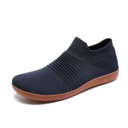 HUSKSWARE Barfußschuhe Breitfußschuhe Weit Zehenschuhe Zero Drop Sohle Damen Herren Minimalistische Laufschuhe Fitness Traillauf Freizeit Atmungsaktiv rutschfest Leicht Sneaker Dunkelblau 40 von HUSKSWARE