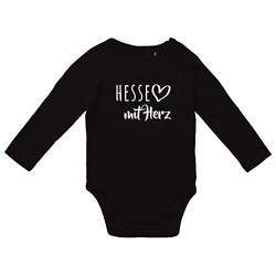 HUURAA Baby Body Hesse mit Herz Unisex Langarm Strampler Größe 74 Black mit Motiv für die tollsten Menschen Geschenk Idee zur Baby Party für Neugeborene und Kleinkinder von HUURAA