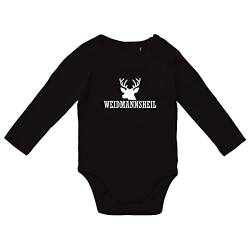 HUURAA Baby Body Weidmannsheil Hirsch Jägergruß Unisex Langarm Strampler Größe 68 mit Motiv für Jäger Geschenk Idee für Neugeborene und Kleinkinder von HUURAA