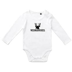 HUURAA Baby Body Weidmannsheil Hirsch Jägergruß Unisex Langarm Strampler Größe 68 mit Motiv für Jäger Geschenk Idee für Neugeborene und Kleinkinder von HUURAA