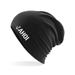 HUURAA Beanie AHOI Anker Seemannsgruß Unisex Mütze Größe Black mit Motiv für Matrosen Geschenk Idee für Freunde und Familie von HUURAA