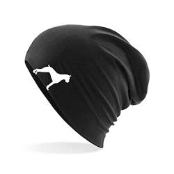 HUURAA Beanie Deutscher Boxer Silhouette Unisex Mütze Größe Black mit Motiv für Hundefreunde Geschenk Idee für Freunde und Familie von HUURAA