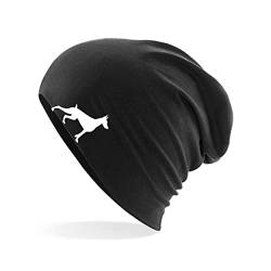 HUURAA Beanie Dobermann Silhouette Unisex Mütze Größe Black mit Motiv für Hundefreunde Geschenk Idee für Freunde und Familie von HUURAA