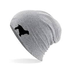 HUURAA Beanie English Cocker Spaniel Silhouette Unisex Mütze Größe Heather Grey mit Motiv für Hundefreunde Geschenk Idee für Freunde und Familie von HUURAA