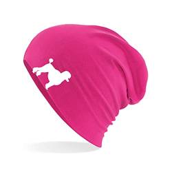 HUURAA Beanie Pudel Silhouette Unisex Mütze Größe Fuchsia mit Motiv für Hundefreunde Geschenk Idee für Freunde und Familie von HUURAA