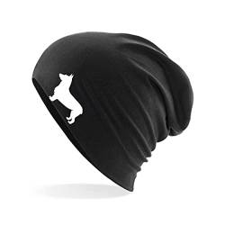 HUURAA Beanie Welsh Corgi Pembroke Silhouette Unisex Mütze Größe Black mit Motiv für Hundefreunde Geschenk Idee für Freunde und Familie von HUURAA