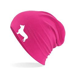 HUURAA Beanie Welsh Corgi Pembroke Silhouette Unisex Mütze Größe Fuchsia mit Motiv für Hundefreunde Geschenk Idee für Freunde und Familie von HUURAA