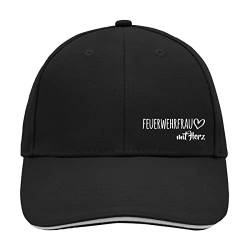 HUURAA Cappy Mütze Feuerwehrfrau mit Herz Unisex Kappe Black/Light Grey mit Motiv für die tollsten Menschen Geschenk Idee für Freunde und Familie von HUURAA