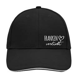 HUURAA Cappy Mütze Franken verliebt Unisex Kappe Black/Light Grey mit Namen deiner lieblings Region Geschenk Idee für Freunde und Familie von HUURAA