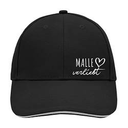 HUURAA Cappy Mütze Malle verliebt Unisex Kappe Black/Light Grey mit Namen deiner lieblings Insel Geschenk Idee für Freunde und Familie von HUURAA