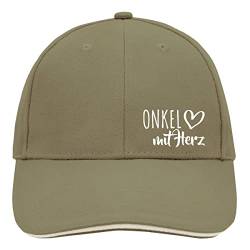 HUURAA Cappy Mütze Onkel mit Herz Unisex Kappe Olive/Beige mit Motiv für die tollsten Menschen Geschenk Idee für Freunde und Familie von HUURAA