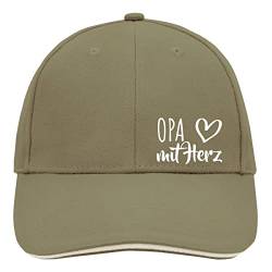 HUURAA Cappy Mütze Opa mit Herz Unisex Kappe Olive/Beige mit Motiv für die tollsten Menschen Geschenk Idee für Freunde und Familie von HUURAA