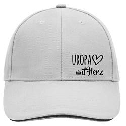 HUURAA Cappy Mütze Uropa mit Herz Unisex Kappe Dark Grey/White mit Motiv für die tollsten Menschen Geschenk Idee für Freunde und Familie von HUURAA