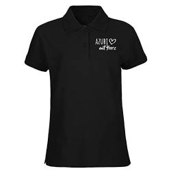 HUURAA! Damen Polo Shirt Azubi mit Herz Bio Baumwolle Fairtrade Oberteil Größe L Black mit Motiv für die tollsten Menschen Geschenk Idee für Freunde und Familie von HUURAA