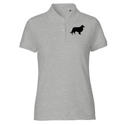 HUURAA Damen Polo Shirt Collie Sheltie Silhouette Bio Baumwolle Fairtrade Oberteil Größe M mit Motiv für Hundefreunde Geschenk Idee für Freunde und Familie von HUURAA