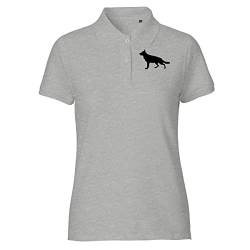 HUURAA Damen Polo Shirt Deutscher Schäferhund Silhouette Bio Baumwolle Fairtrade Oberteil Größe XL mit Motiv für Hundefreunde Geschenk Idee für Freunde und Familie von HUURAA