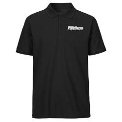 HUURAA! Herren Polo Shirt Freiwillige Feuerwehr langes F Bio Baumwolle Fairtrade Oberteil Größe 3XL Black mit Motiv für Lebensretter Geschenk Idee für Freunde und Familie von HUURAA