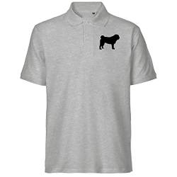 HUURAA Herren Polo Shirt Mops Silhouette Bio Baumwolle Fairtrade Oberteil Größe XL mit Motiv für Hundefreunde Geschenk Idee für Freunde und Familie von HUURAA