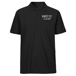 HUURAA! Herren Polo Shirt Ruhrpott verliebt Bio Baumwolle Fairtrade Oberteil Größe 3XL Black mit Namen deiner lieblings Region Geschenk Idee für Freunde und Familie von HUURAA