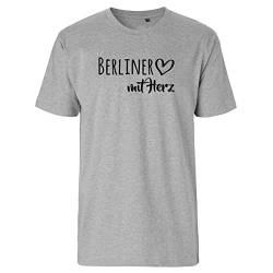 HUURAA Herren T-Shirt Berliner mit Herz Bio Baumwolle Fairtrade Oberteil Größe L Sport Grey mit Motiv für die tollsten Menschen Geschenk Idee für Freunde und Familie von HUURAA