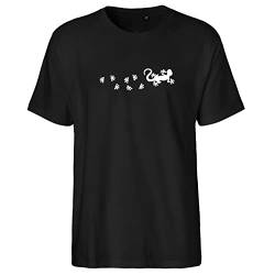 HUURAA Herren T-Shirt Gecko Tapsen Bio Baumwolle Fairtrade Oberteil Größe XXL Black mit Motiv für alle Echsen Freunde Geschenk Idee für Freunde und Familie von HUURAA