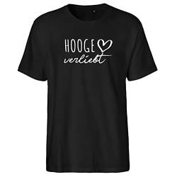 HUURAA Herren T-Shirt Hooge verliebt Bio Baumwolle Fairtrade Oberteil Größe L Black mit Namen deiner lieblings Insel Geschenk Idee für Freunde und Familie von HUURAA