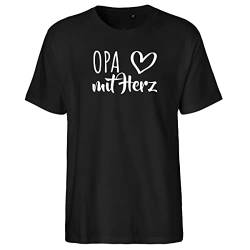 HUURAA Herren T-Shirt Opa mit Herz Bio Baumwolle Fairtrade Oberteil Größe L Black mit Motiv für die tollsten Menschen Geschenk Idee für Freunde und Familie von HUURAA