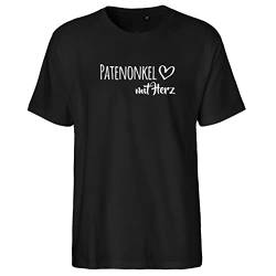 HUURAA Herren T-Shirt Patenonkel mit Herz Bio Baumwolle Fairtrade Oberteil Größe XL Black mit Motiv für die tollsten Menschen Geschenk Idee f ür Freunde und Familie von HUURAA