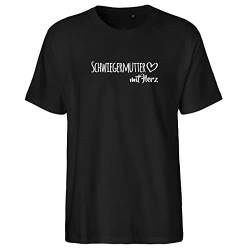 HUURAA Herren T-Shirt Schwiegermutter mit Herz Bio Baumwolle Fairtrade Oberteil Größe M Black mit Motiv für die tollsten Menschen Geschenk Idee f ür Freunde und Familie von HUURAA