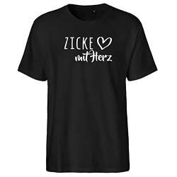 HUURAA Herren T-Shirt Zicke mit Herz Bio Baumwolle Fairtrade Oberteil Größe M Black mit Motiv für die tollsten Menschen Geschenk Idee für Freunde und Familie von HUURAA