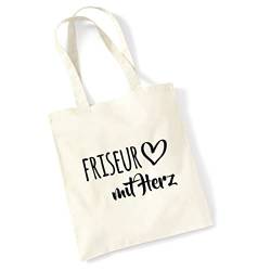 HUURAA Jutebeutel Friseur mit Herz Tasche Baumwolle 10 Liter Natural mit Motiv für die tollsten Menschen Geschenk Idee für Freunde und Familie von HUURAA