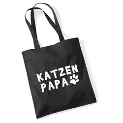 HUURAA Jutebeutel Katzenpapa Tapse Tasche Baumwolle 10 Liter Black mit Motiv für alle Katzenmenschen Geschenk Idee für Freunde und Familie von HUURAA