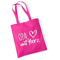 HUURAA Jutebeutel Opa mit Herz Tasche Baumwolle 10 Liter Fuchsia mit Motiv für die tollsten Menschen Geschenk Idee für Freunde und Familie von HUURAA