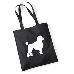 HUURAA Jutebeutel Pudel Silhouette Tasche Baumwolle 10 Liter Größe Black mit Motiv für Hundefreunde Geschenk Idee für Freunde und Familie von HUURAA