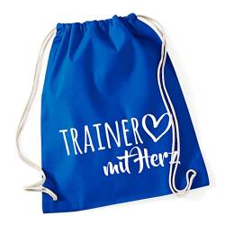 HUURAA Turnbeutel Trainer mit Herz Rucksack Baumwolle 12 Liter Bright Royal mit Motiv für die tollsten Menschen Geschenk Idee für Freunde und Familie von HUURAA