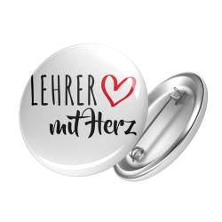 Huuraa Button Lehrer mit Herz Ansteckbutton 25mm mit Motiv für die tollsten Menschen Geschenk Idee für Freunde und Familie von HUURAA