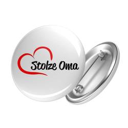 Huuraa Button Stolze Oma Herz Ansteckbutton 59mm mit Motiv für deine lieblings Menschen Geschenk Idee für Freunde und Familie von HUURAA