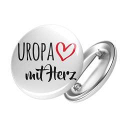 Huuraa Button Uropa mit Herz Ansteckbutton 25mm mit Motiv für die tollsten Menschen Geschenk Idee für Freunde und Familie von HUURAA