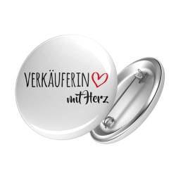 Huuraa Button Verkäuferin mit Herz Ansteckbutton 59mm mit Motiv für die tollsten Menschen Geschenk Idee für Freunde und Familie von HUURAA