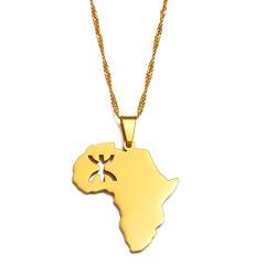 Afrika-Karte Berber-Anhänger-Halsketten, Afrikanischer Berber-Schmuck Für Amazigh-Frauen Und -Männer, Trendiges Unisex-Schmuckzubehör, Regionskarten-Ornamente, Hiphop-Hochzeit, Verstellbare K von HUWAIYUNDONG