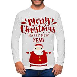 HUYTERTDR Lustige Weihnachts-Sweatshirts für Herren, 3D-Druck, neuartige Grafik, Pullover, Langarm-Oberteile, lässig, Rundhalsausschnitt, hässliche Weihnachtspullover in Übergröße von HUYTERTDR