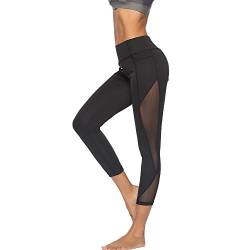 HUYURI Damen Sexy Sport Leggings, Tech Mesh Yoga-Fitness-Hose, Lange Streetwear Sporthose mit Netzeinsätzen Yogahose Laufhose Training Tights XL von HUYURI Hosen