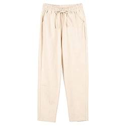 HUyydza Damen Sommerhose Leicht Palazzo Hose - 7/8 Lang Lockere Outdoor Relaxhose Frauen Einfarbig Freizeithose mit Kordelzug und Taschen von HUyydza