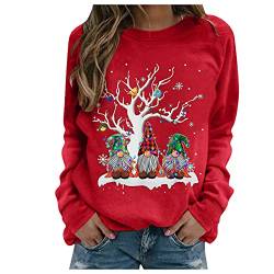 HUyydza Damen Weihnachts-Langarm-Sweatshirt bedruckter lässiger Top-Pullover Samt Damen Reitjacke Damen Sonderangebote Schnäppchen von HUyydza