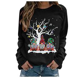 HUyydza Damen Weihnachts-Langarm-Sweatshirt bedruckter lässiger Top-Pullover Samt Damen Reitjacke Damen Sonderangebote Schnäppchen von HUyydza